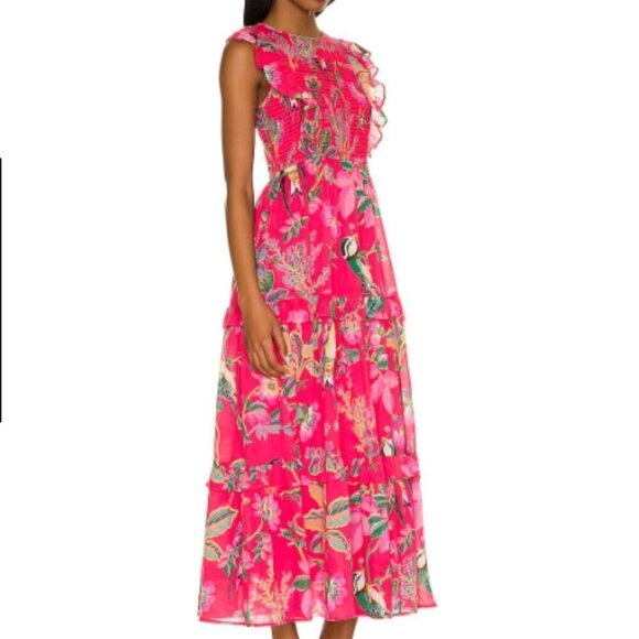 Banjanan‎ Iris Dress Woden Hedgerow Paradise Pink - Size Large - Picture 2 of 15